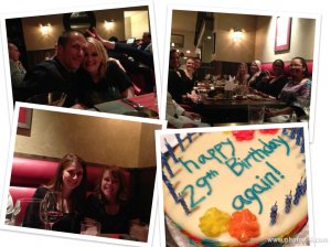 Part of the group from the evening and the awesome cake Hodge and Nate hooked me up with as a surprise! 