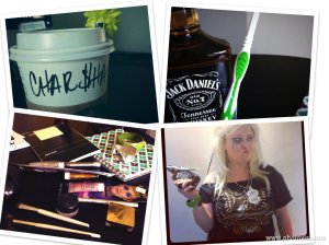 The supplies for the day and the finished outfit.