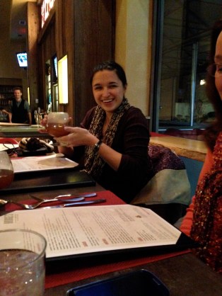 Jamie and her warm/hot cider. 